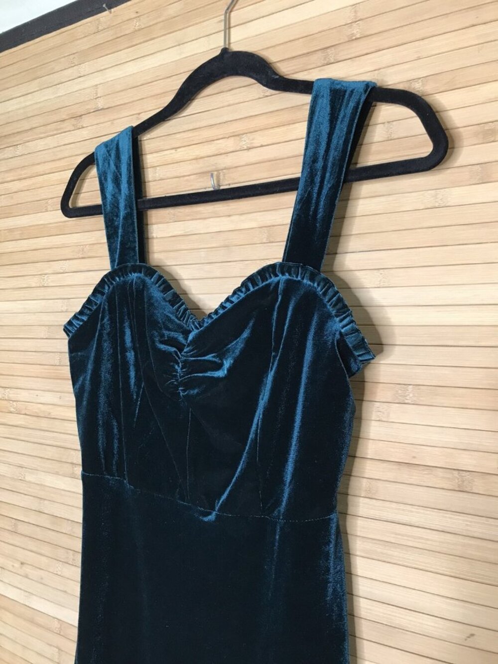 Betsey Johnson Sz S Dark Emerald Green Velvet Holiday Party Dress Maxi 90s Y2K - Picture 4 of 8